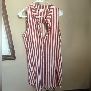 Boutique button down dress size small, rust and cream color